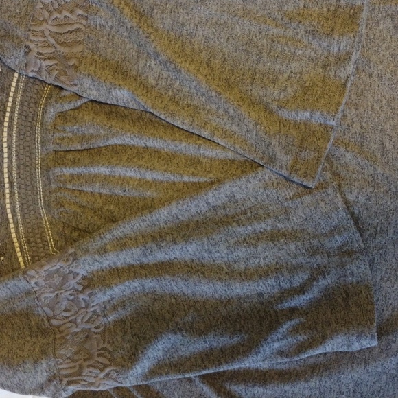 NWOT baby doll smock sheer embroidered lace round neckline Bell sleeves tunic - Picture 7 of 9